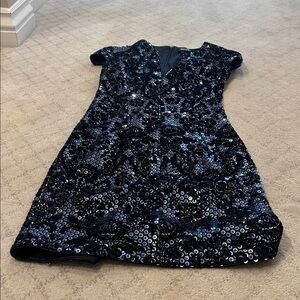 Just Cavalli Black and Blue Sequin Dress with v-neck opening